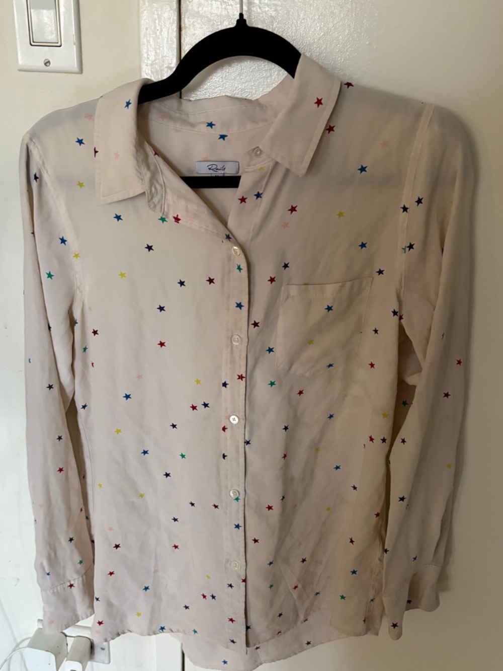 Rails Rainbow Star 100% silk Kate Blouse - medium